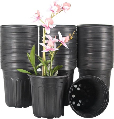 100-Pack 1 Gallon Flexible Flower Plant Nursery Pots, Plastic Plant Pots with... - Picture 2 of 8