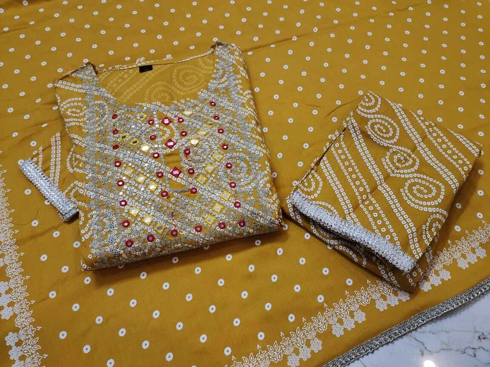 Ropa de boda india Salwar Kameez bordado pesado Kurti Palazzo Dupatta Foto 3 de 4