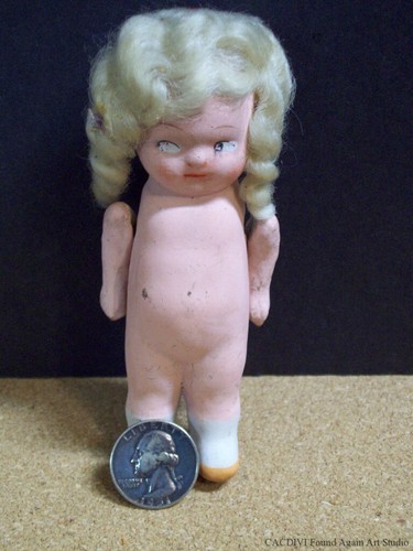 Kewpie Muñeca Flapper Rubia Platino Carnaval Peluca Ondulada Brazos Mover Piernas Congelada De Colección - Imagen 4 de 11