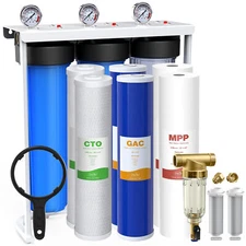 3-Stage Big Blue 20" Spin Down Sediment Whole House Water Filter System 20"x4.5"