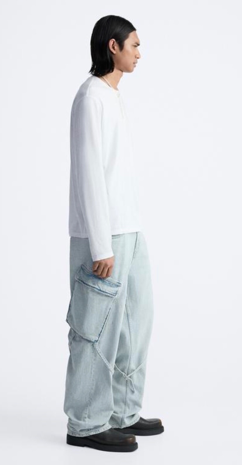 ZARA DENIM CARGO JEANS BNWT LIGHT BLUE 31 image 5
