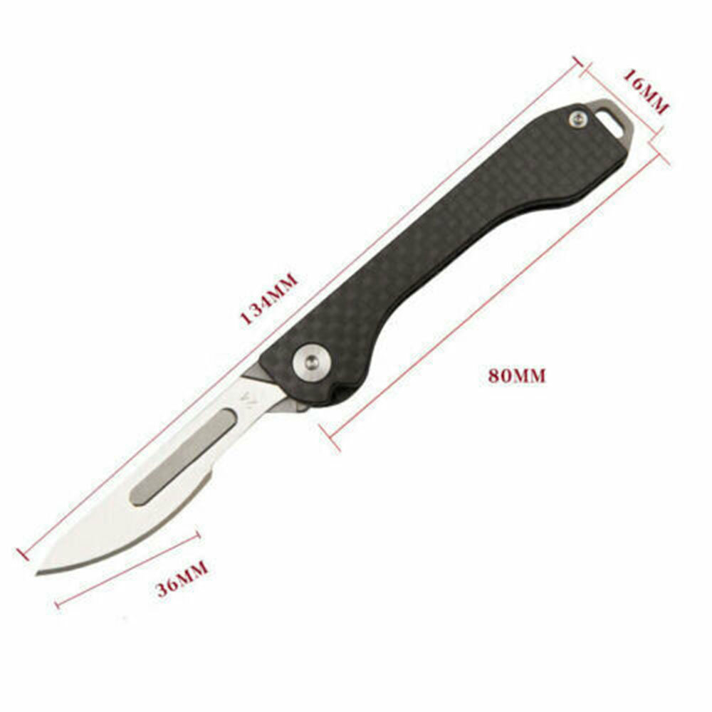 Carbon Fiber Knife Scalpel Blade Pocket Outdoor Survival Folding Keychain EDC US eBay