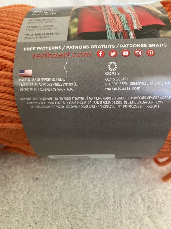 Red Heart Soft Yarn-Tangerine 073650784996 Acrylic 5 Oz - Image 4 of 4