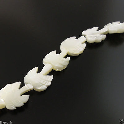 26pcs Pearl White Shell Palm Tree Beads Finding Making Charms 16*14mm