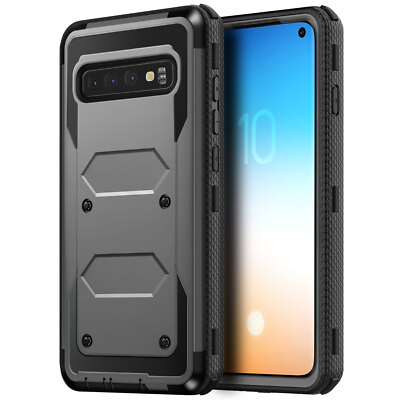 Gray For Samsung Galaxy S10 5G/S10 Plus/S10e Dual Layer Case Heavy Duty  Cover