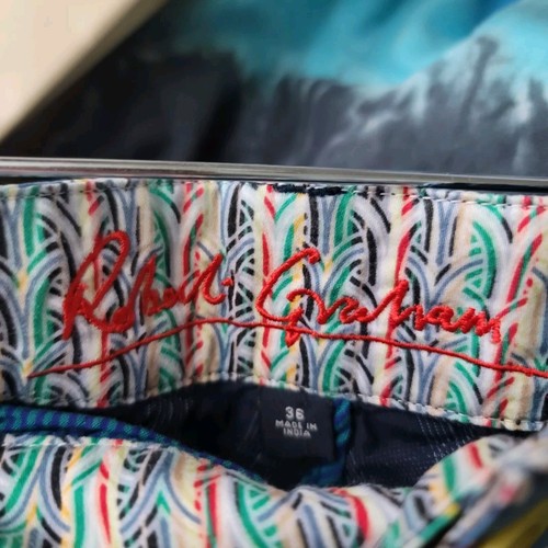 Bermudas Robert Graham Hombre Talla 36 Azul A Cuadros Calce Clásico Frente Plano - Imagen 6 de 6