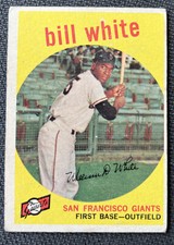 1959 Topps #359 Bill White SF Giants Rookie RC Baseball Card VG PLUS. rookie card picture