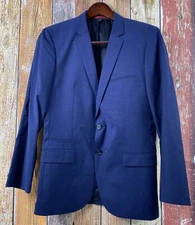 Hugo Boss Men's Artl1 Helbo3 Wool Blue Paint Splatter 2 PC Suit Sz 36 Regular