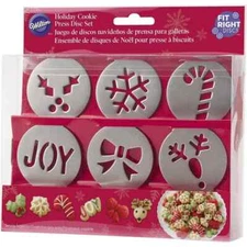 Wilton Holiday Christmas Party Cookie Press Shape 6 Piece Disc Set, 2104-5906