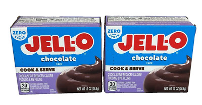Jello Zero Chocolate Cook Serve Pudding & Pie Filling 1.3 oz (2 Boxes)