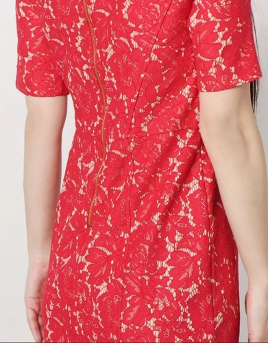 NWT Taylor Women's Red Floral Lace Sheath Dress Size 6 - 第 9/15 張圖片