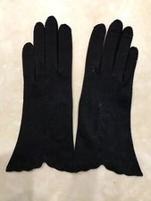 Vintage Van Raalte Womens Nylon Dark Navy Blue 9" Gloves Size 6 USA