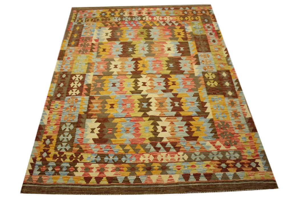 Old Kilim Afghan Kelim Nomaden Style Teppich Handgewebt Wolle 100