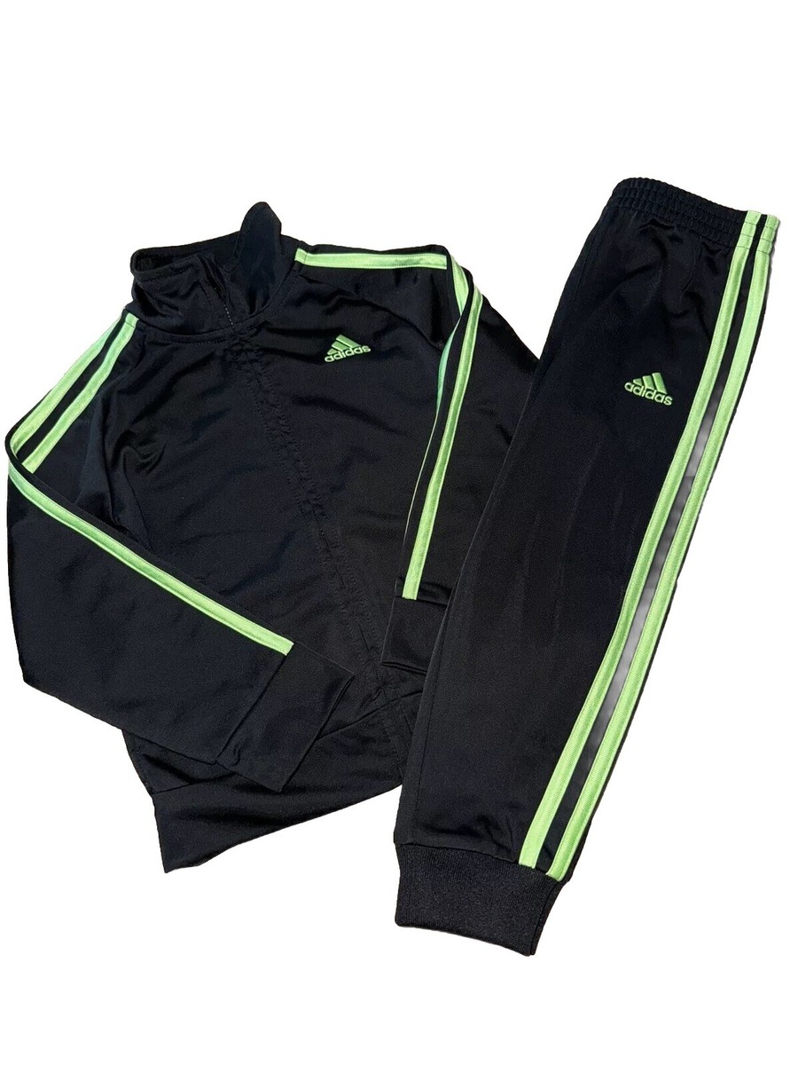 Black And Lime 3 Striped Green Adidas Track Suit Toddler 3T