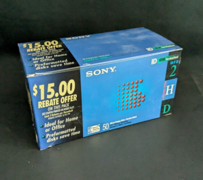 Sony 50MFD 2HD Diskettes Micro Floppy Disks 3.5'' IBM Format 50 Pack