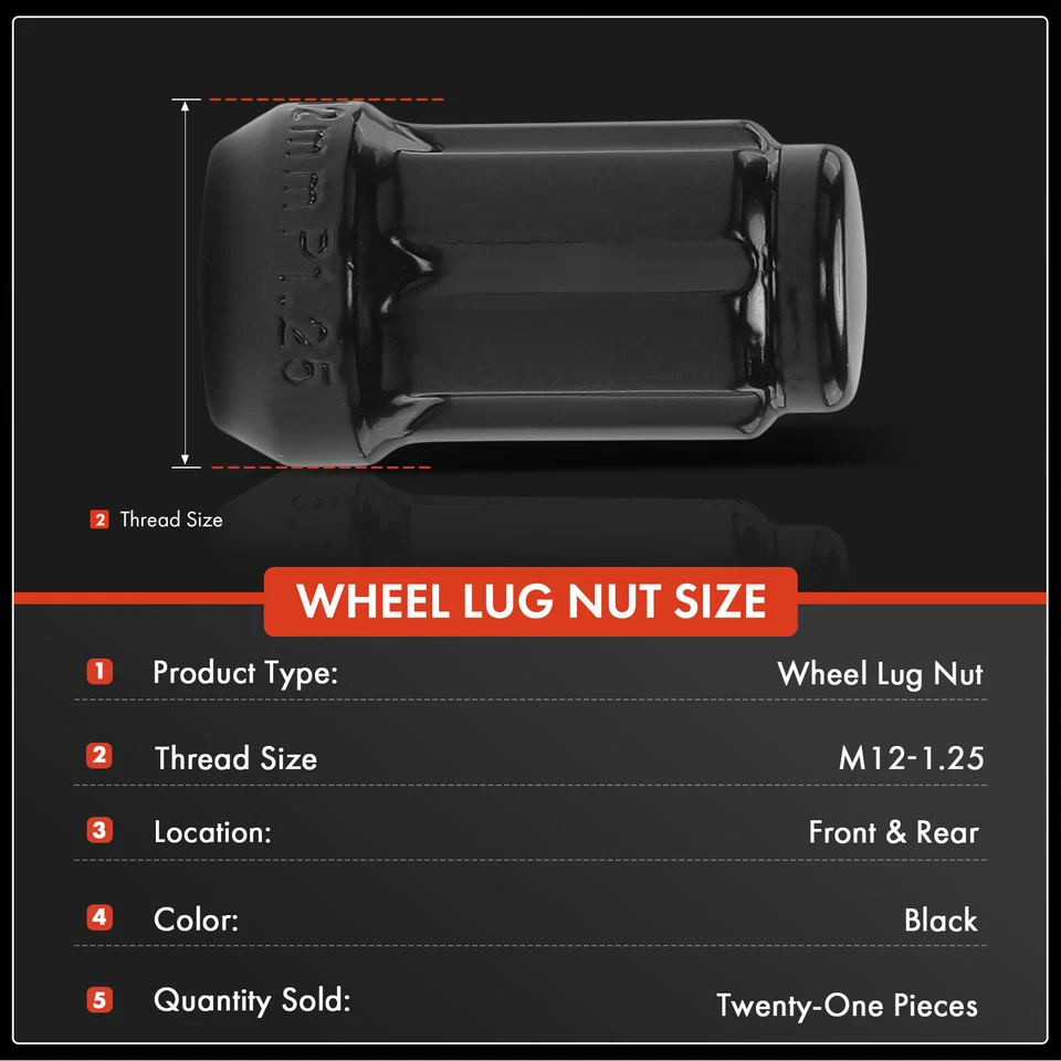 21 peças M12-1.25 porca de roda dianteira e traseira para Nissan Altima Frontier Murano - Imagem 2 de 4