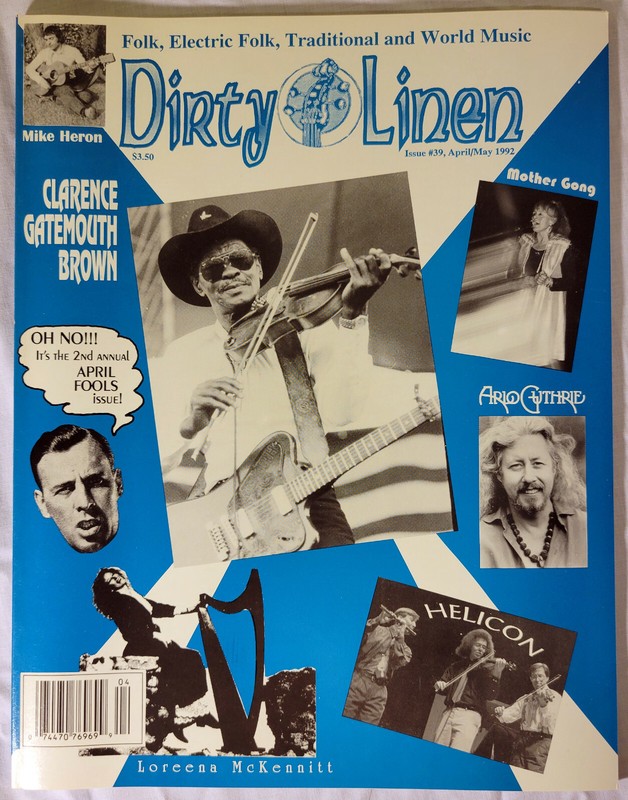 Dirty Linen folk & world music mag #39 Apr/May '92 Gatemouth Brown/Arlo Guthrie+