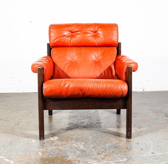 Nouvelle Modern Design Orange Leather Lounge Chair For Sale Online Ebay