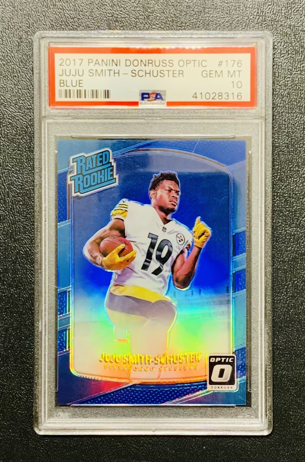 2017 Optic JUJU SMITH-SCHUSTER Blue Holo Prizm PSA 10 RC /149 POP 14 Steelers
