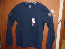  BRAND NEW " GEORGE " MEN'S SOLID DARK BLUE COTTON  LONG SLEEVE  T-SHIRT."