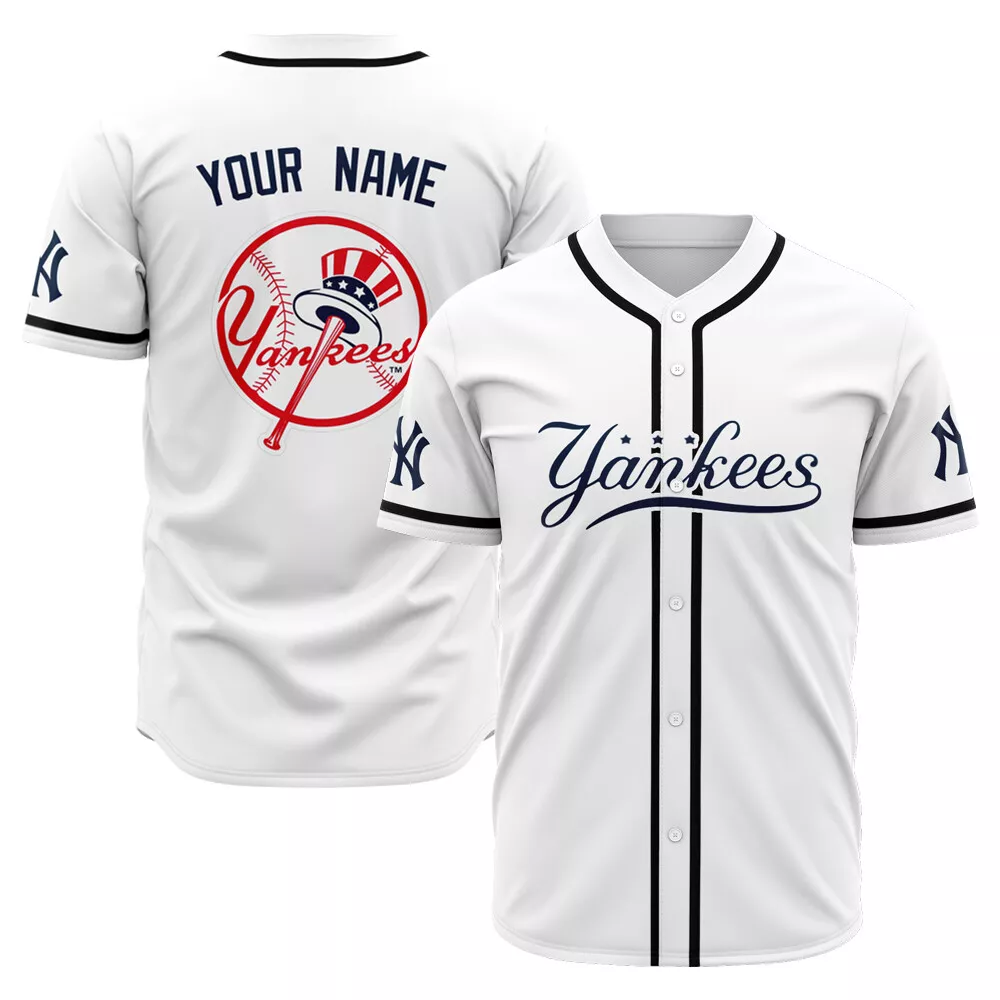 Men's New York Yankees Custom Baseball Jersey White personalized fans  Jersey