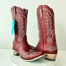 Lane LEXINGTON Cowboy Boots Womens 11 Red Leather Western Cowgirl Mid Calf Tall