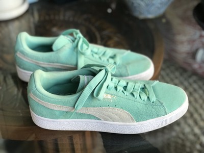 mint green puma sneakers