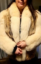 Womens real genuine fox & coyote fur coat