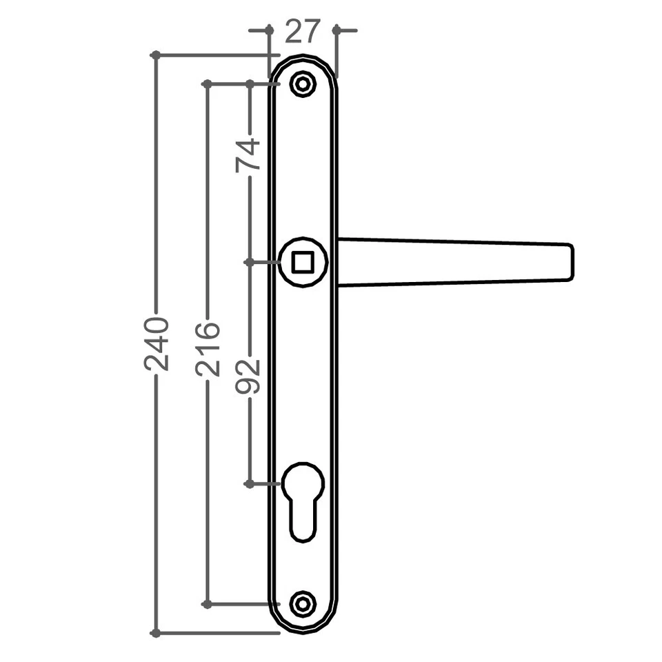 UPVC 92PZ External / Front Door Handle: Sprung 122mm, 210mm & 215mm Centres - Image 4 of 4