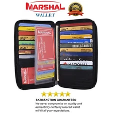 Genuine Leather Zip Around Credit Card ID Holder Hipster Long Wallet Organizer