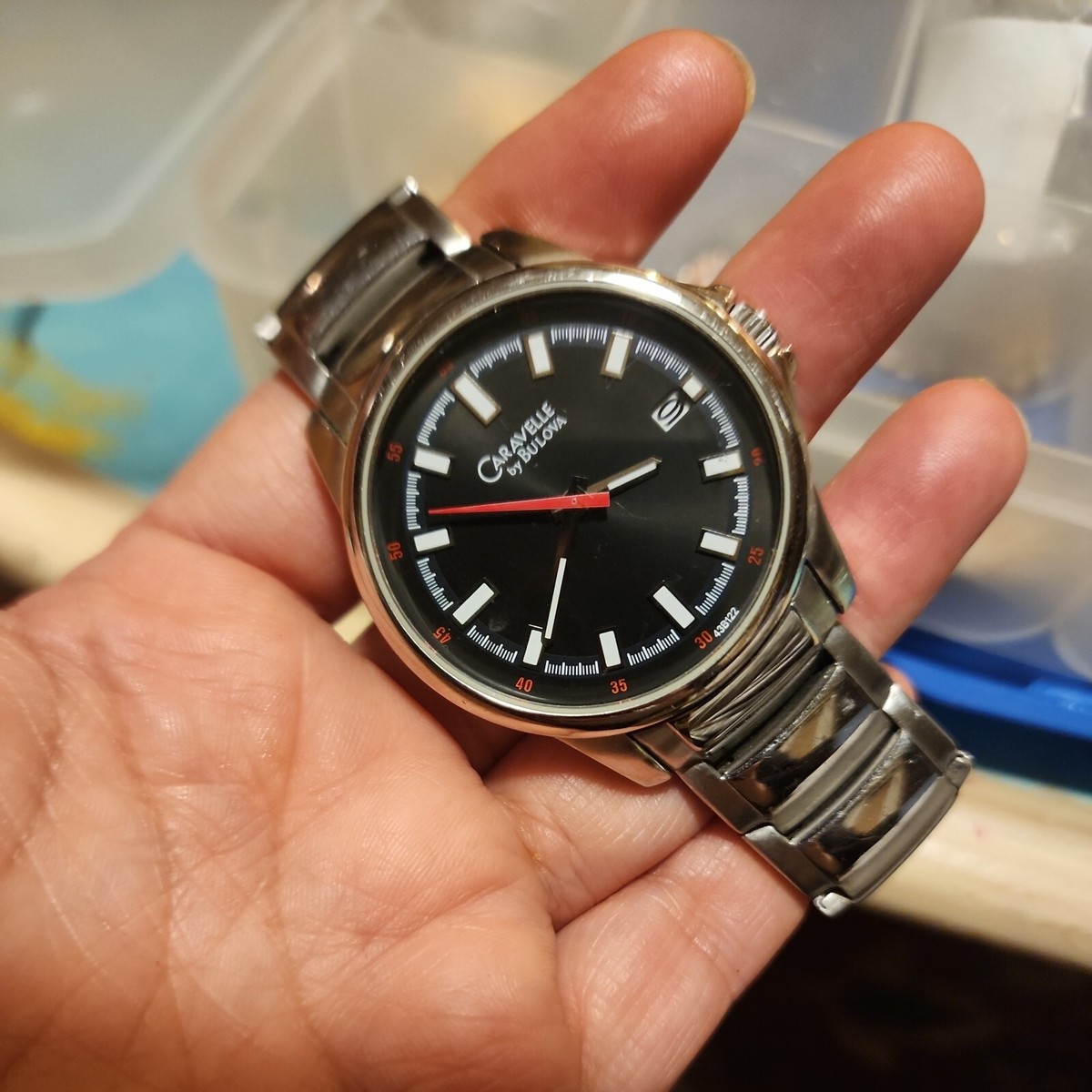 CARAVELLE by BULOVA Men's Stainles Steel Water Black Dial 41mm