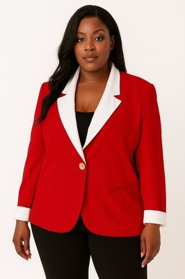 Dior Red Double Breasted Blazer Removable Collar and Cuffs RARE 80s SZ 14