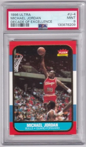 MICHAEL JORDAN 1996 FLEER ULTRA DECADE OF EXCELLENCE INSERT #4 GRADED PSA 9 MINT