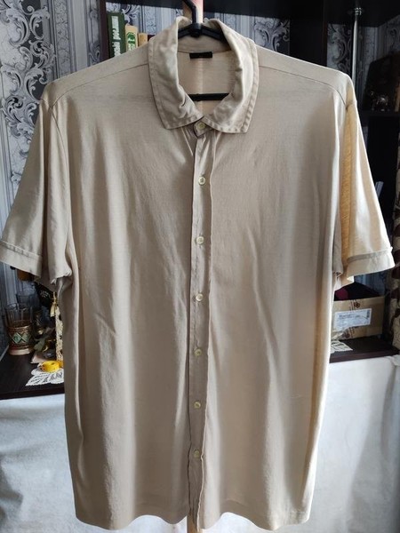 Men Hugo Boss Shirt Beige Cotton 38 / M / 46 #N9WD