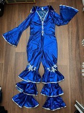 Smiffys ABBA Dancing Queen Blue Jumpsuit Costume Disco Retro Fancy Dress Size S