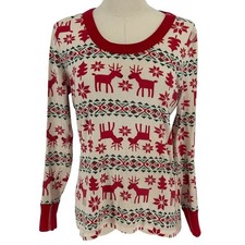 Hanna Andersson Pajama Top Red Reindeer Fair Isle 100 Cotton M