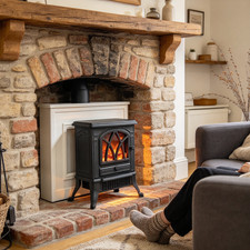 Black 2000W Electric Fireplace Fire Flame Effect Heater Log Burner Stove Standin
