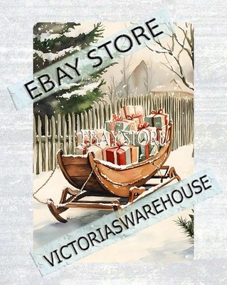 Sleigh Full of Presents tin sign winter gift sled scene discount plaque