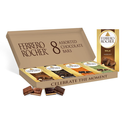 Ferrero Rocher Premium Hazelnut Chocolate Bars, Milk, Dark, Macadamia and Salted