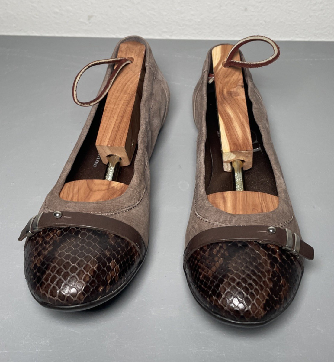 AGL Monika Cap Toe Ballet Flats Python Print Leat… - image 3