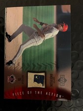 2003 Upper Deck Piece of the Action Garret Anderson GAME WORN Baseball MLB LOGO