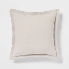 Euro Cotton Linen Blend Chambray Decorative Throw Pillow Natural -