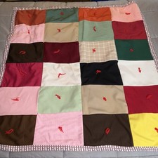 Handmade Square Patchwork Quilt 44x44 Grandma's Hand Sewn Blanket