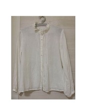 Nest Robe White Linen Ruffle Fringe Pintuck Top Size Free Washable