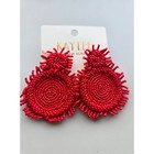 Kay Lee Red Glass Beaded Round Earrings New — photo 1