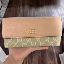 Gucci GG Marmont Chain Wallet Pink/Beige GG L...