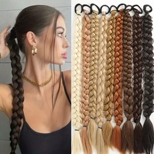 Long Braided Ponytail Hair Extensions Synthetic Hair With Elastic Band For Women