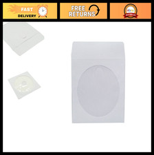 1,000 White CD DVD Sleeves with Clear Window Flap - 80g Economy Paper Envelope
