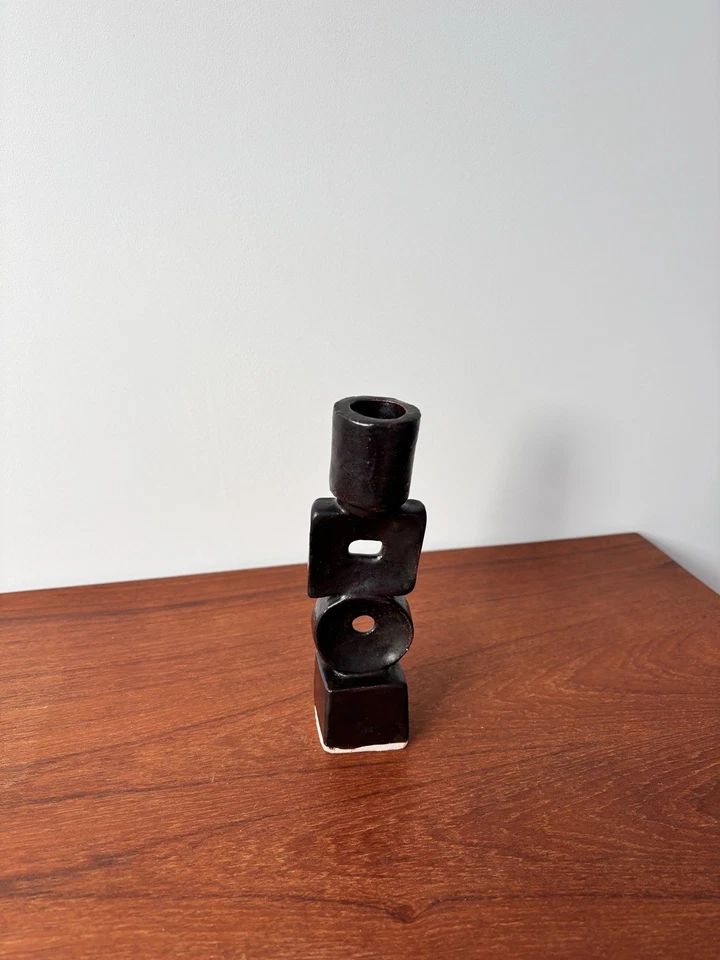 Studio Pottery Candleholder Brutalist Vintage Signed Excellent - Image 4 of 4