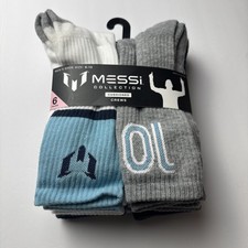 Messi Collection 6 Pairs Cushioned Crew Socks Men Shoe Sz 6-12